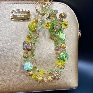 🌻Luxury Bag/Phone Chain Charm/Keychain Van Goth Sunflowers Bling Crystal Beads